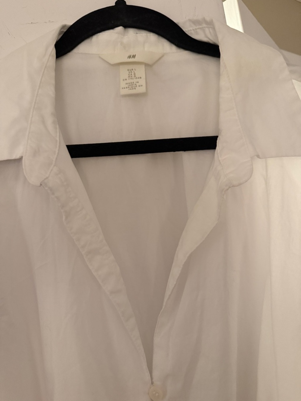 H&M White Cotton Shirt Dress Belted Midi Minimal Buttons Capsule Wardrobe Size L - Picture 6 of 7